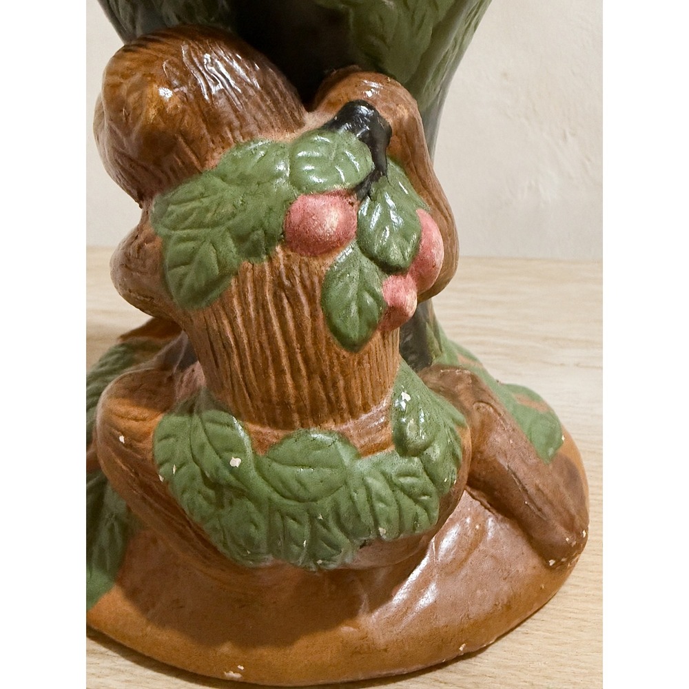 Rare 70s Vintage Monkey Pedestal Ceramic Vase Majolica Style Jungle Leopard - Picture 7 of 9